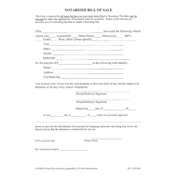 notarized bill of sale for boat in tn