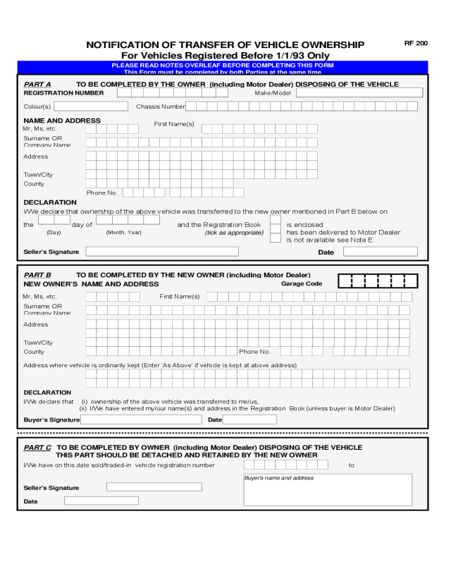 2025 Change Of Car Ownership Form Fillable Printable PDF Forms 