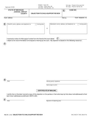 Objection to Child Support Review - Michigan - Edit, Fill, Sign Online ...