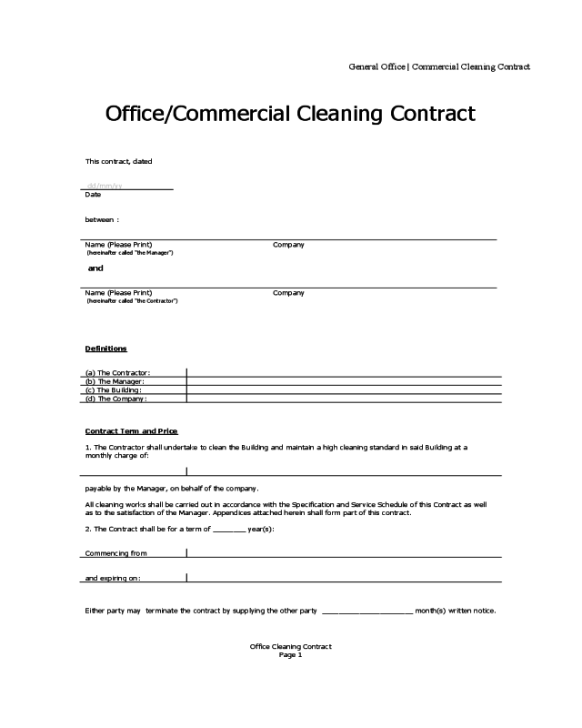 Office Cleaning Contract