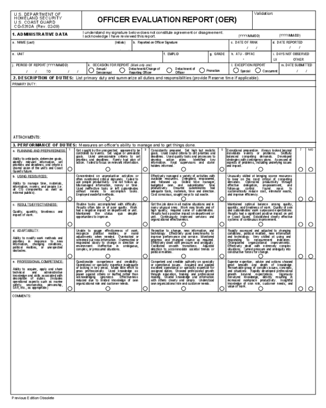 Officer Evaluation Report - U.S. Department of Homeland Security