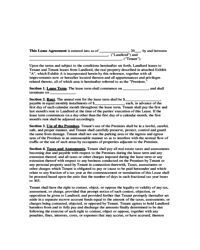 Ohio Commercial Lease Agreement Template