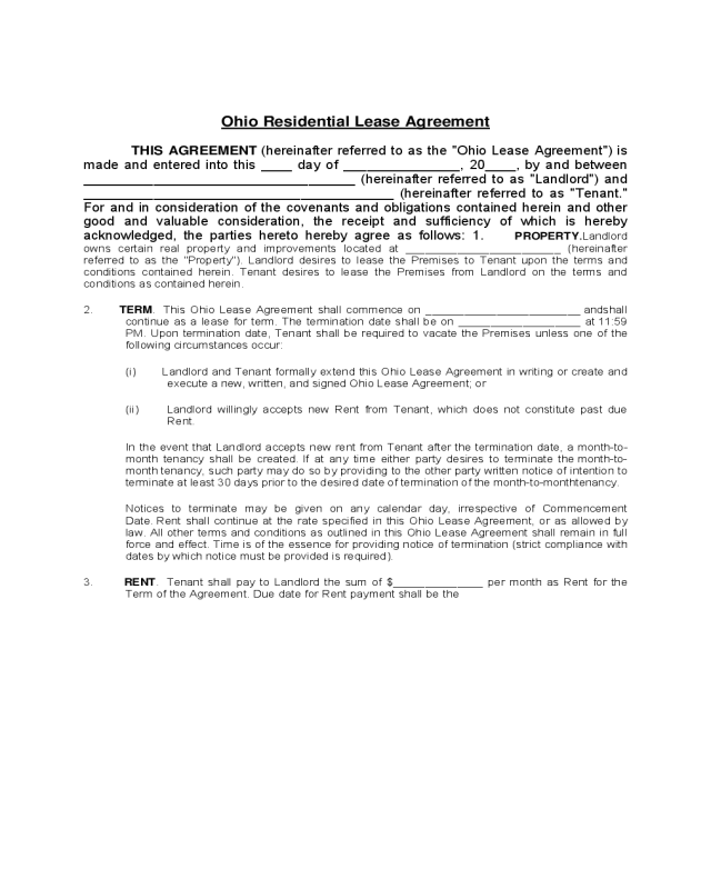 Ohio Residential Lease Agreement Edit, Fill, Sign Online Handypdf