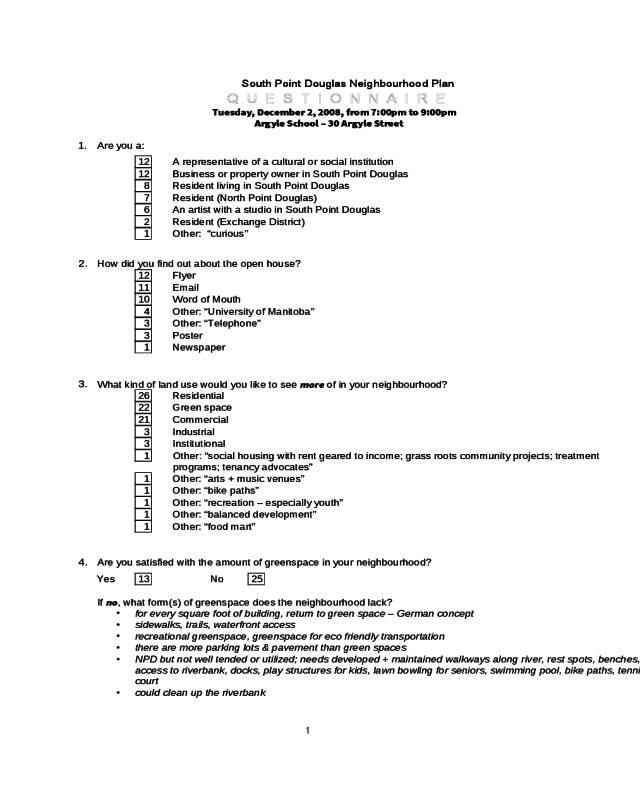 Open House Feedback Form - Winnipeg