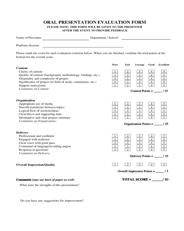 Oral Presentation Evaluation Form - Nevada