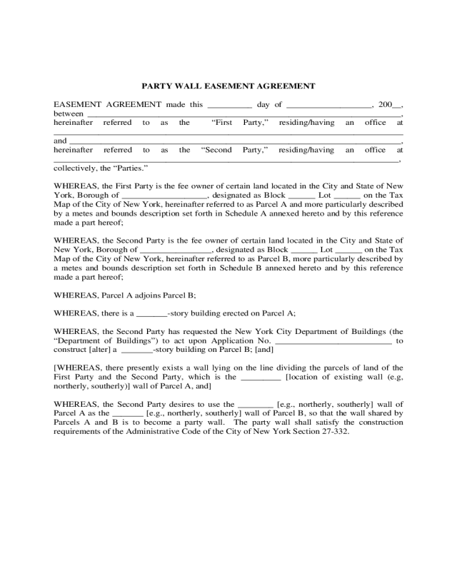 Party Wall Easement Agreement