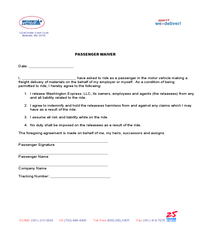 transportation waiver template