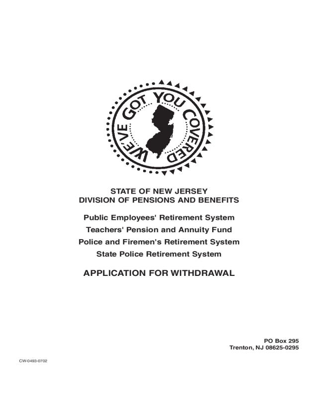 Pension Withdrawal Form - New Jersey