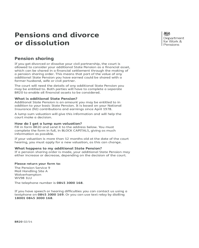 Pensions and Divorce or Dissolution