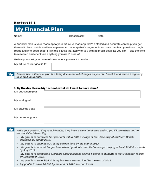 Personal Financial Plan Calculator