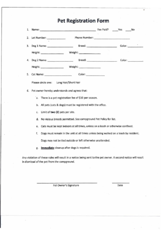 2024 Pet Registration Form Fillable Printable PDF Forms Handypdf