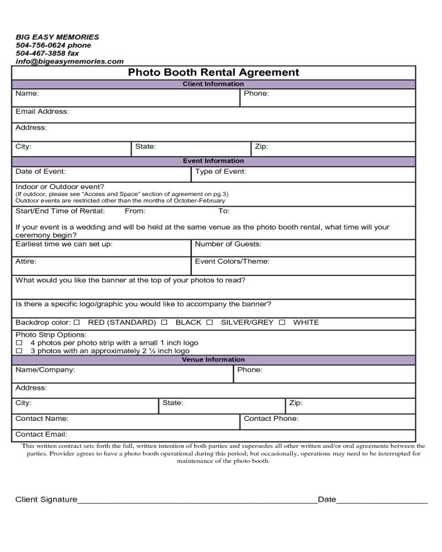 2024 Booth Rental Agreement Fillable Printable PDF Forms Handypdf