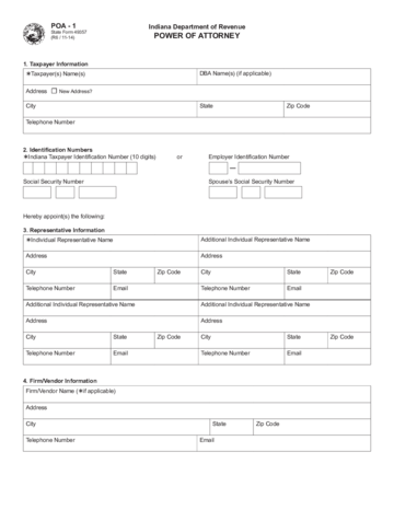 Power of Attorney Example Form - Indiana - Edit, Fill, Sign Online