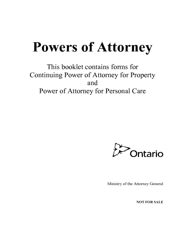 Power of Attorney for Property and Personal Care Ontario Edit, Fill