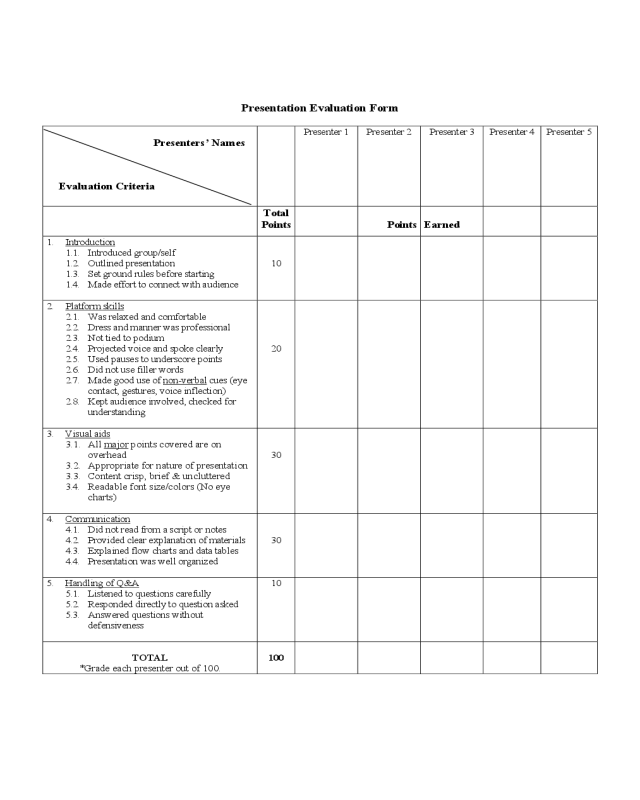 Presentation Evaluation Form - California