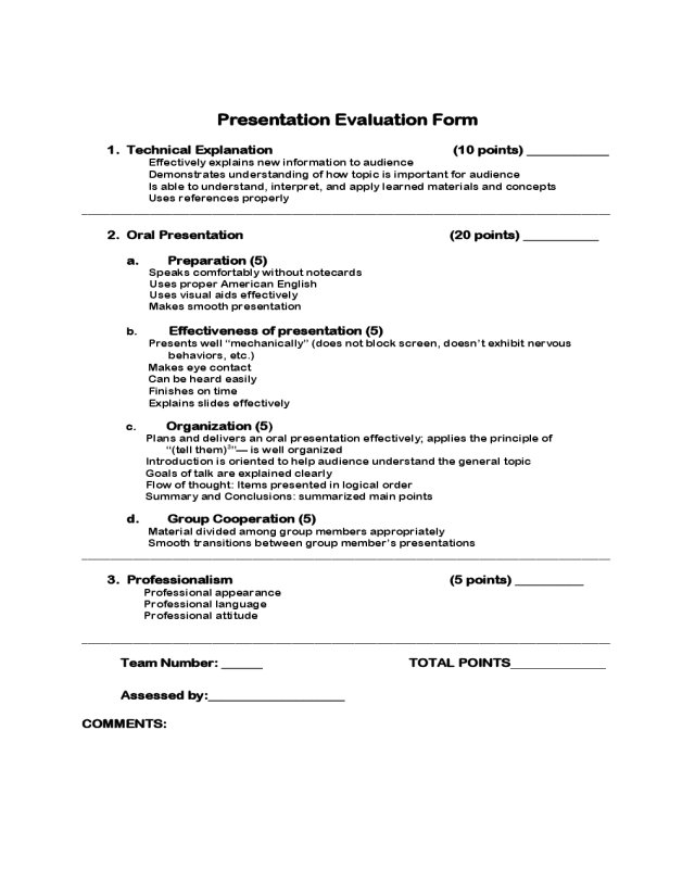 candidate presentation evaluation form