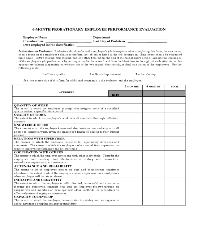 Employee Probation Period Template
