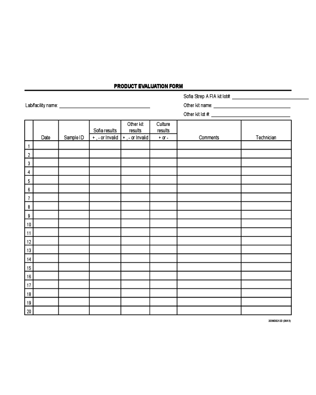 Product Evaluation Form Sample