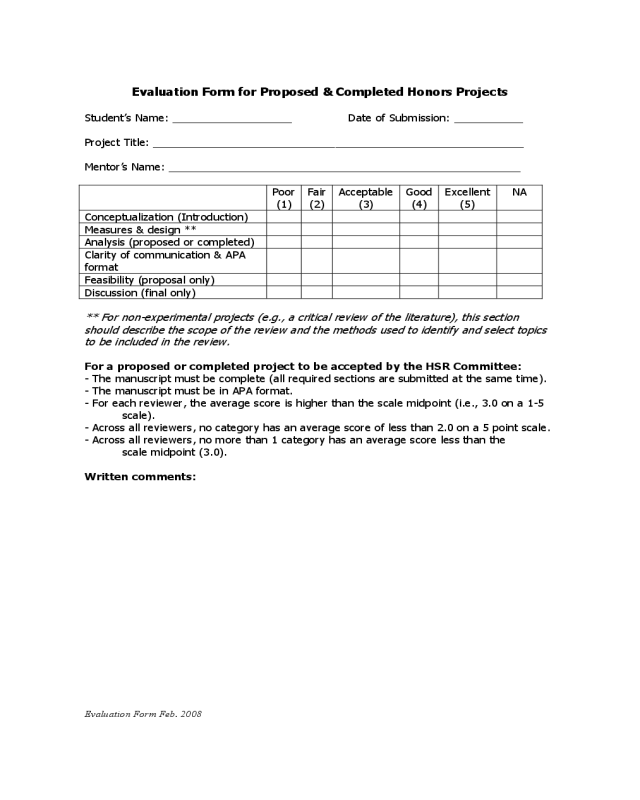 Project Evaluation Form - New York