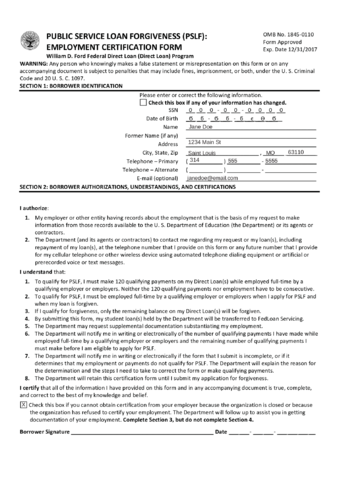 2022 Public Service Loan Forgiveness Form  Fillable, Printable PDF