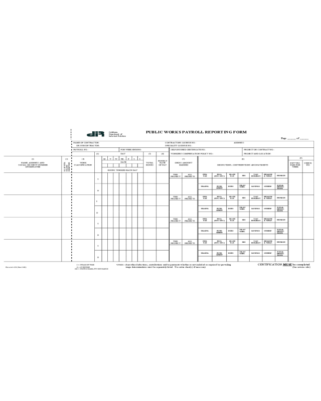 Public Works Payroll Reporting Form - California