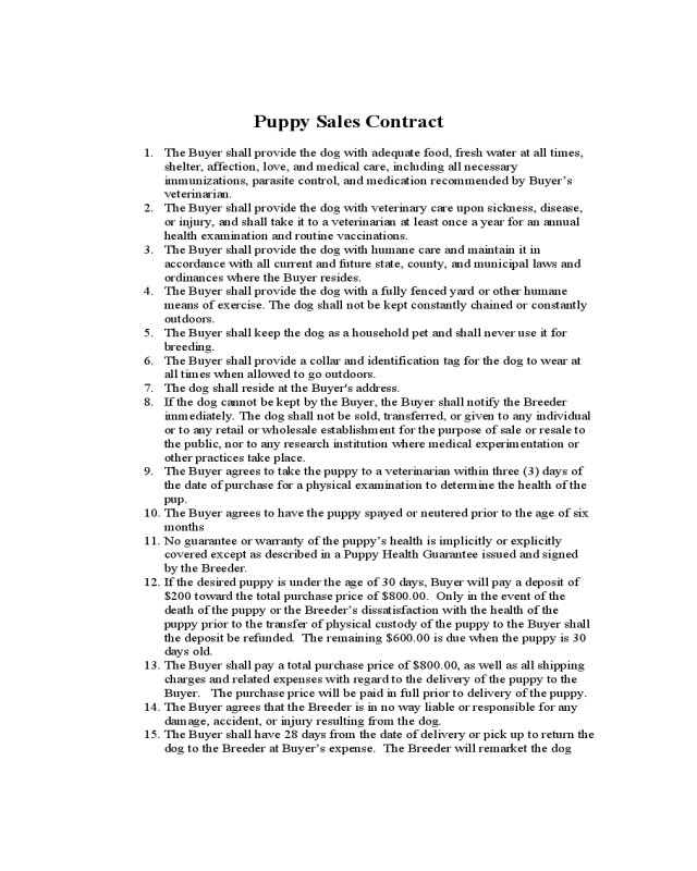 Puppy Sales Contract