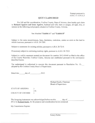 Quit Claim Deed - Arizona - Edit, Fill, Sign Online | Handypdf