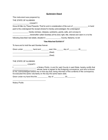 Quitclaim Deed - Alabama - Edit, Fill, Sign Online | Handypdf