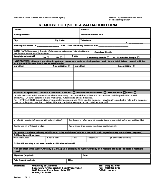 Re-evaluation Form - California