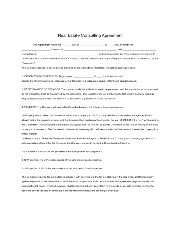 Real Estate Consulting Agreement