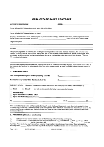 2024 Real Estate Contract Form Fillable Printable PDF Forms Handypdf   Real Estate Sales Contract Page1 M 