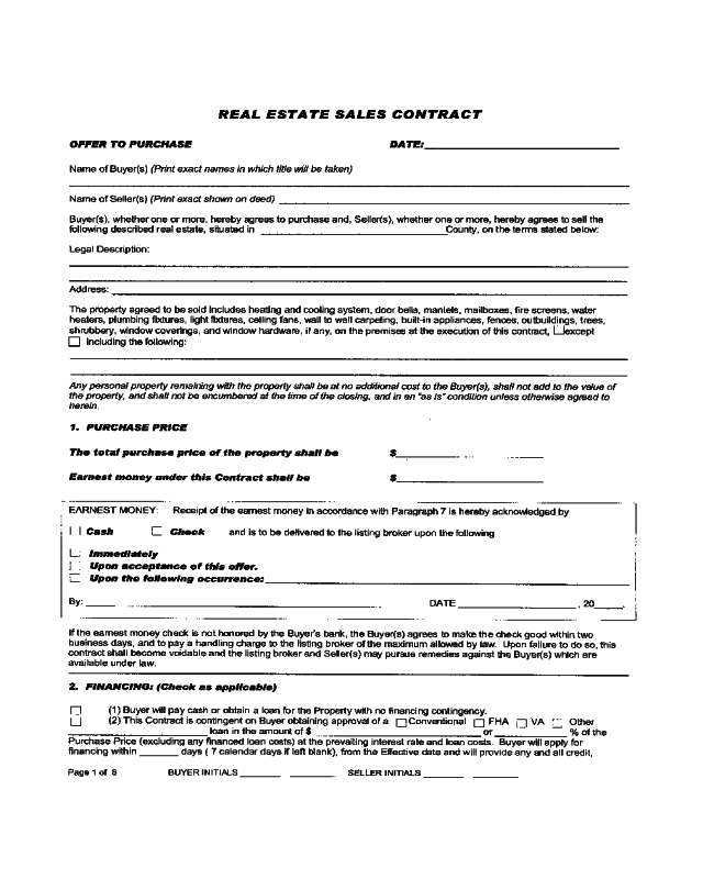 Real Estate Sales Contract