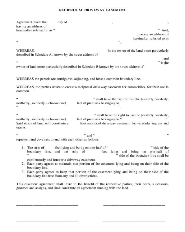 2024 Driveway Easement Agreement Form Fillable Printable PDF Forms Handypdf