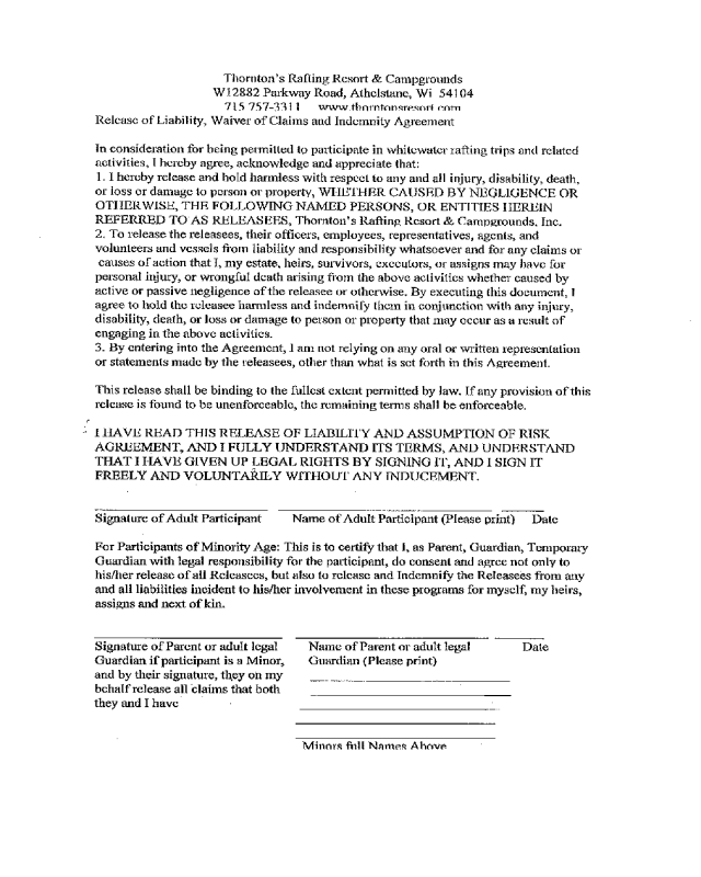 Humana Waiver Of Liability Form Free Printable Release And Waiver Of 