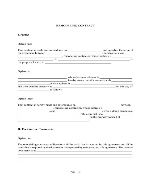 Remodeling Contract