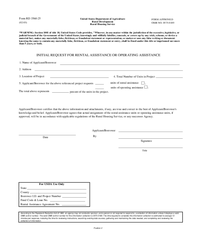 Rental Assistance Sample Form