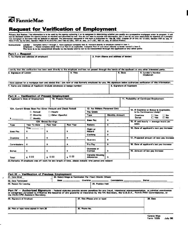 What Is A Verification Of Employment Form