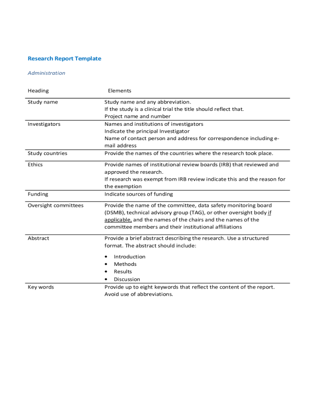 research report template high school