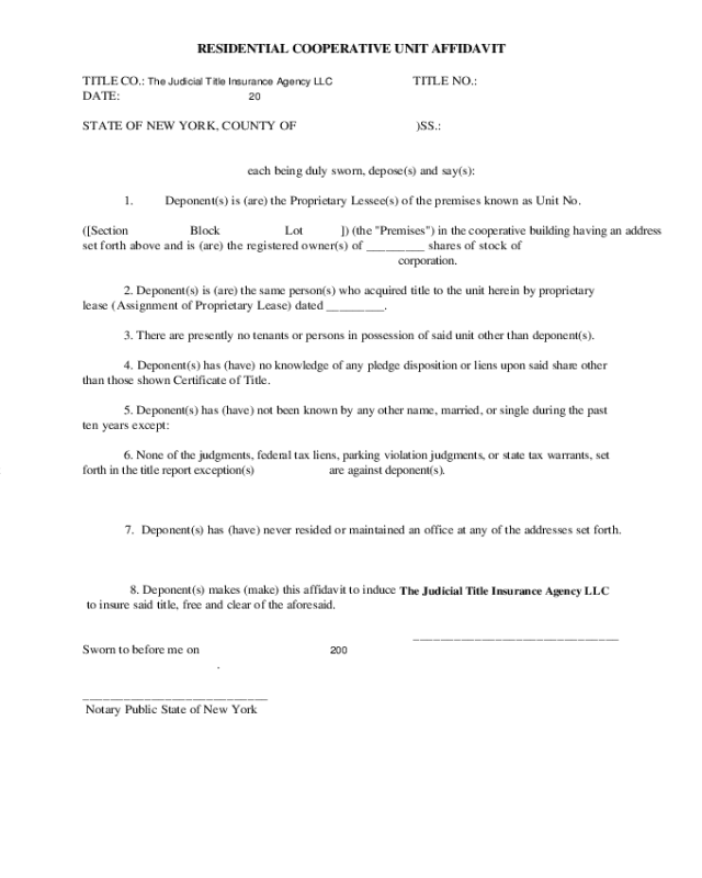 2024 New York Affidavit Form Fillable Printable PDF Forms Handypdf