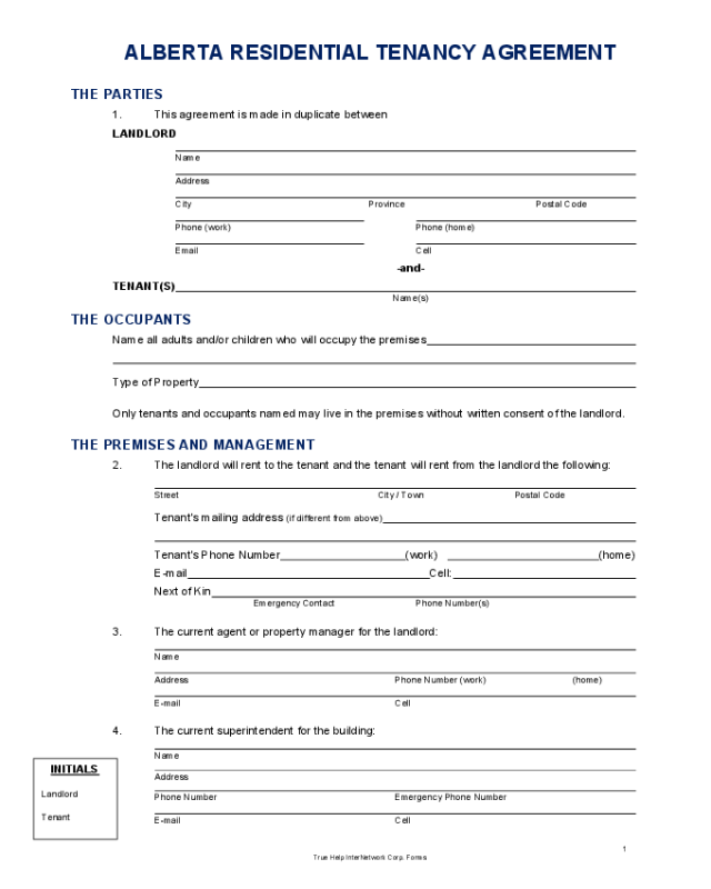 residential lease agreement alberta edit fill sign online handypdf