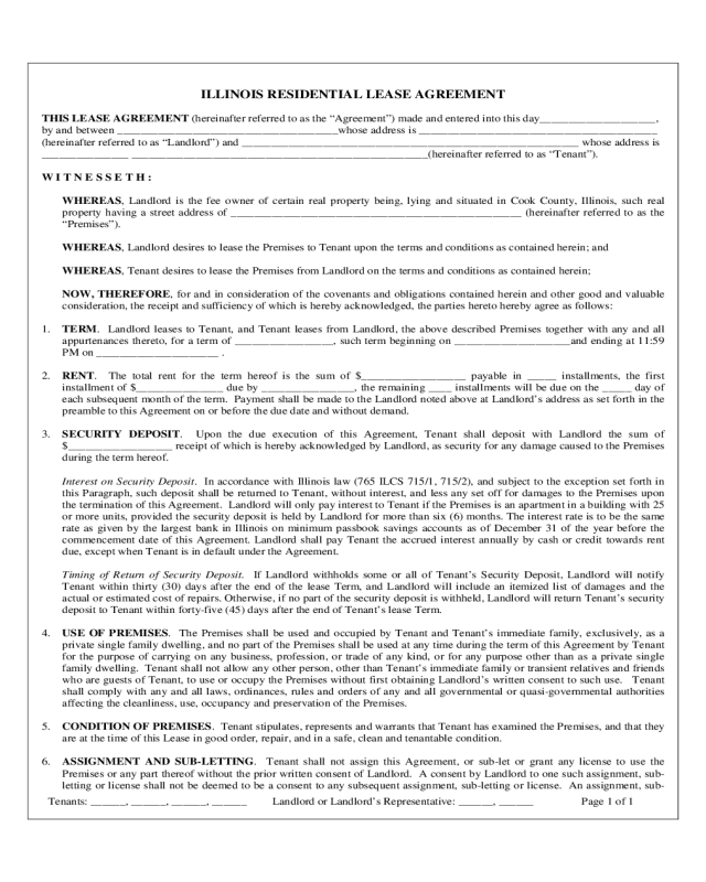 free illinois lease agreements residential commercial pdf word eforms