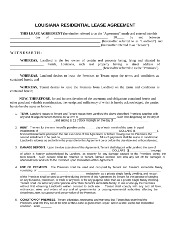 residential lease agreement louisiana edit fill sign online