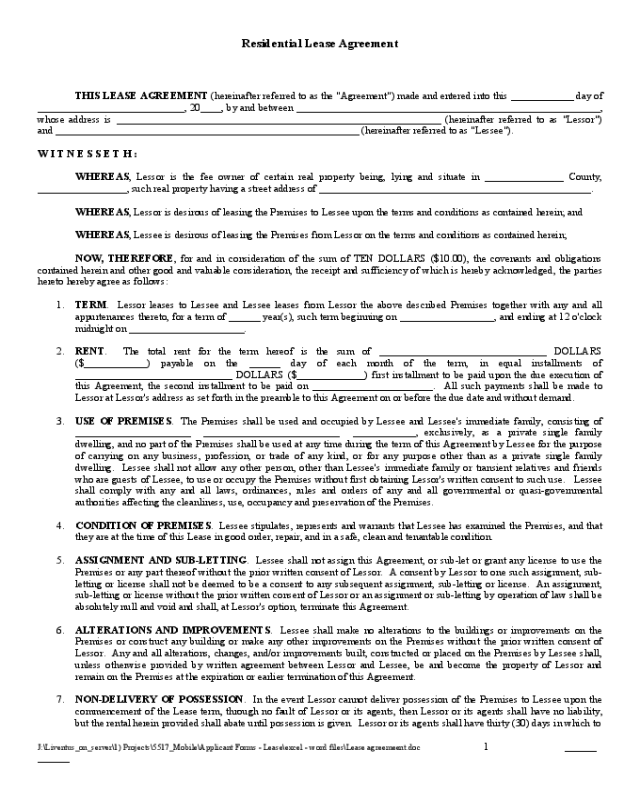 residential lease agreement sample form edit fill sign online handypdf