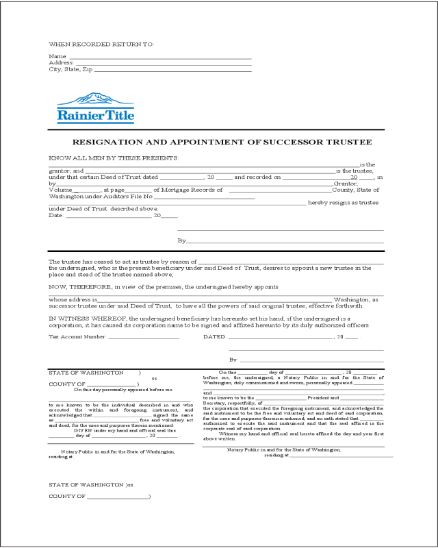 Resignation and Appointment of Successor Trustee Form