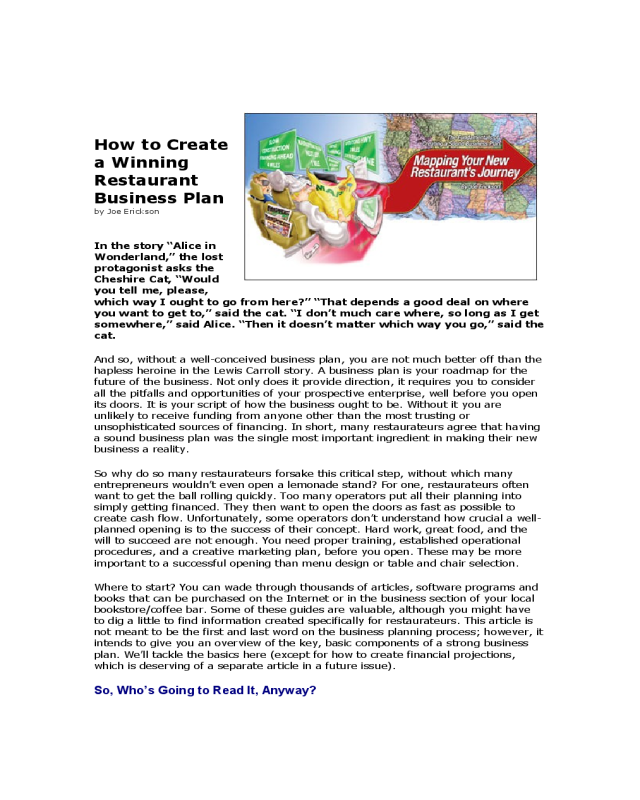 Restaurant Business Plan Guidelines