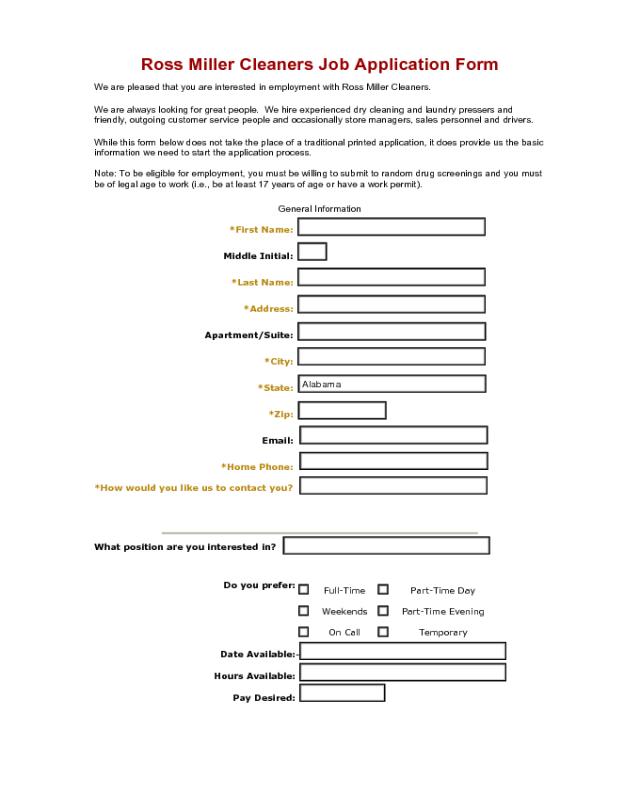 Ross careers shop job application