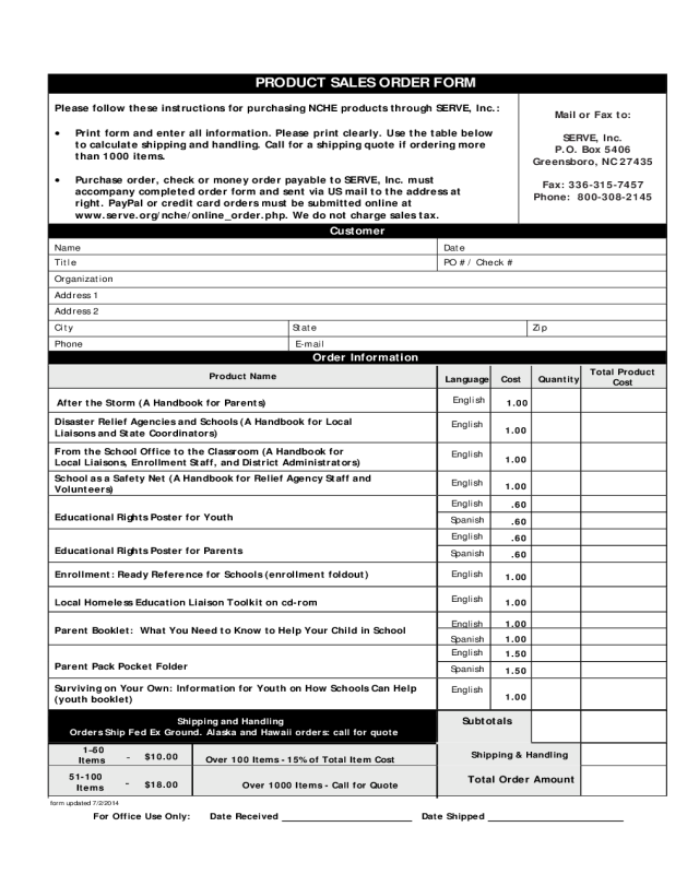 Sales Order Sample Form