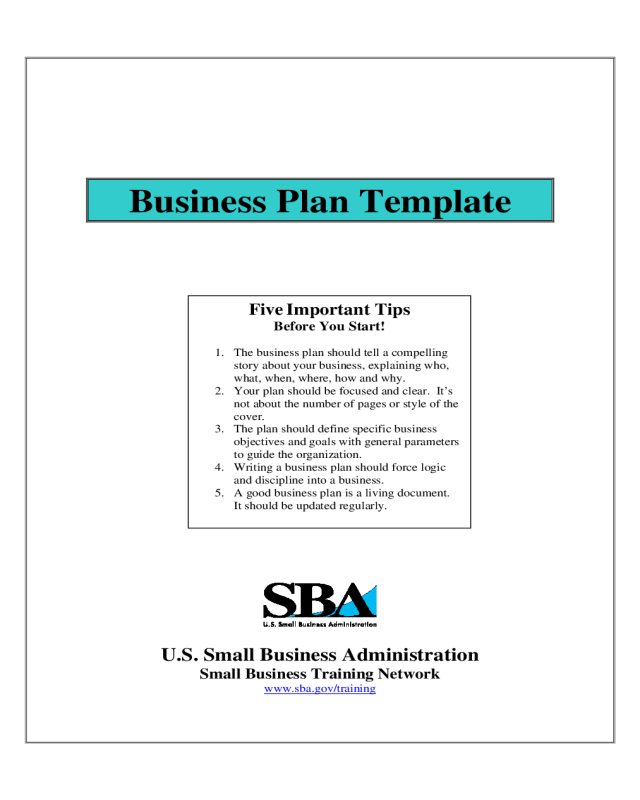 Sample Business Plan Template