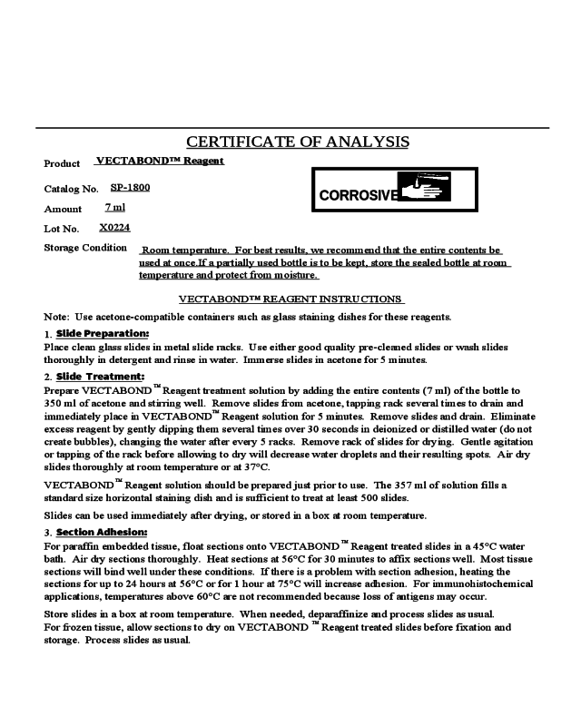Sample Certificate of Analysis