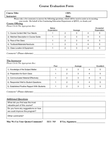 2024 Class Evaluation Form - Fillable, Printable PDF & Forms | Handypdf